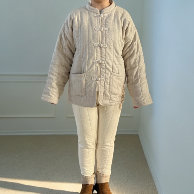 芃睿—罗布麻+汉麻双麻秋冬中式国风盘扣棉袄复古加厚夹棉棉服