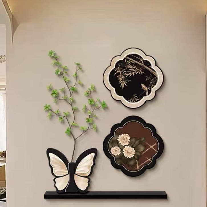 W26--蝴蝶玫瑰法式风玄关客厅沙发过道组合装饰画