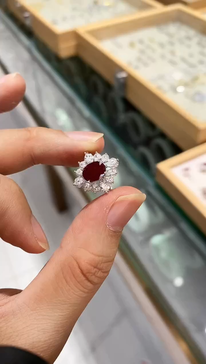 【闪购商品】红宝石戒指银S925镶嵌戒指