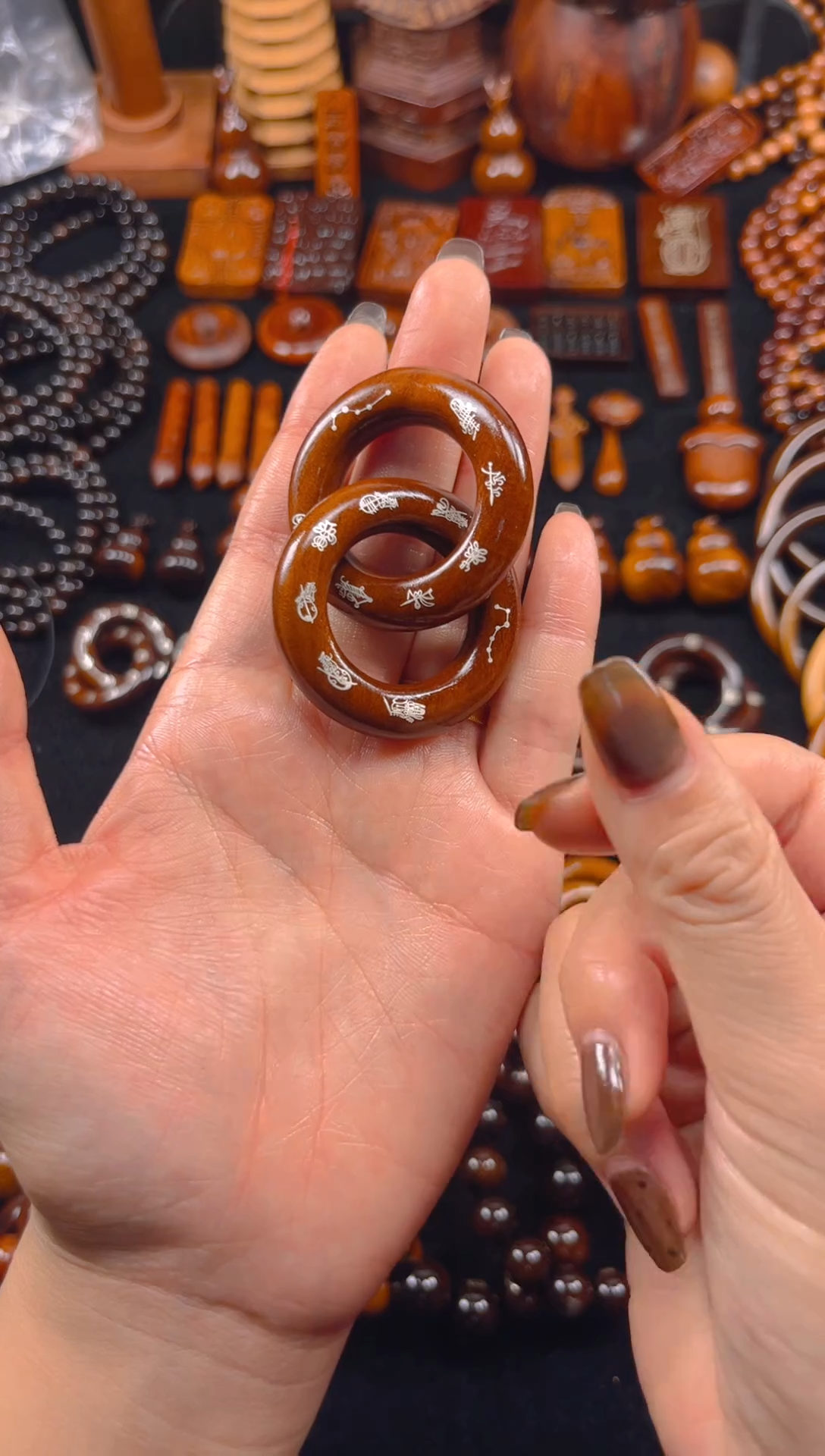 雷击木—老料五雷镶银乾坤圈