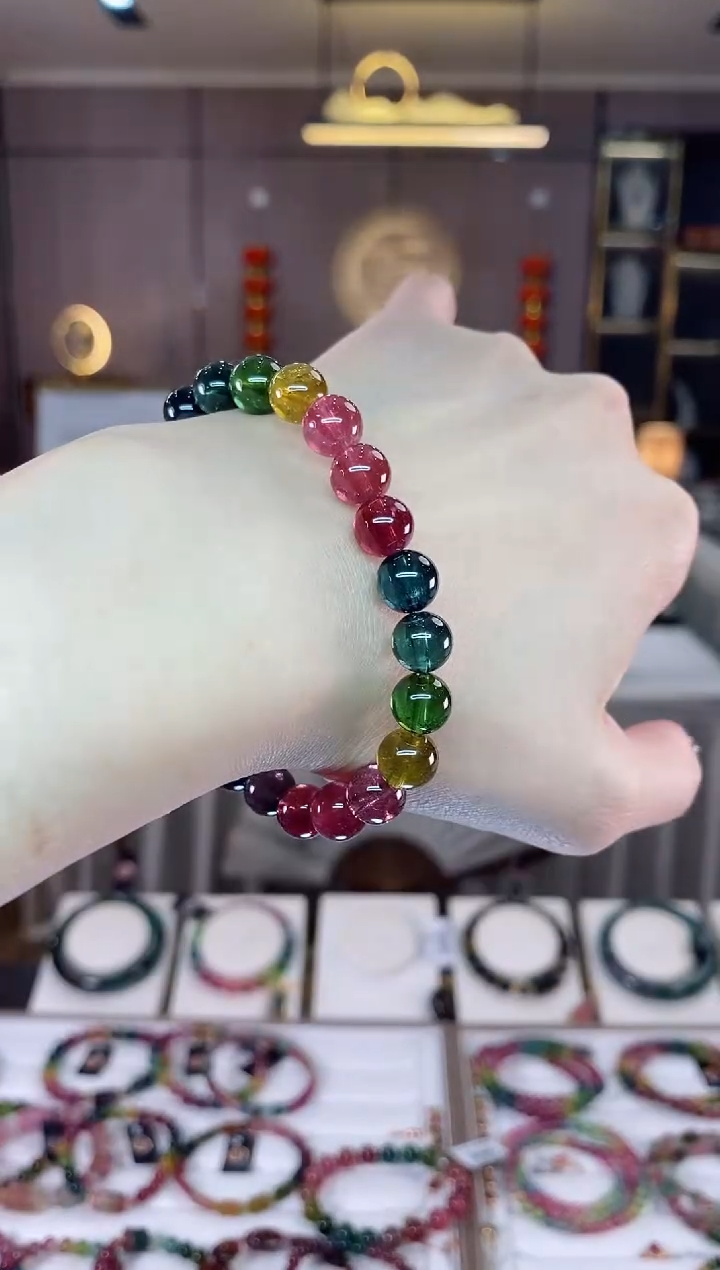 【闪购商品】碧玺收藏级单圈手串8mm+未镶嵌一物一证dan