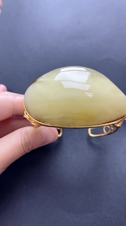 【闪购商品】琥珀裸石银S925镶嵌琥珀蜜蜡手镯