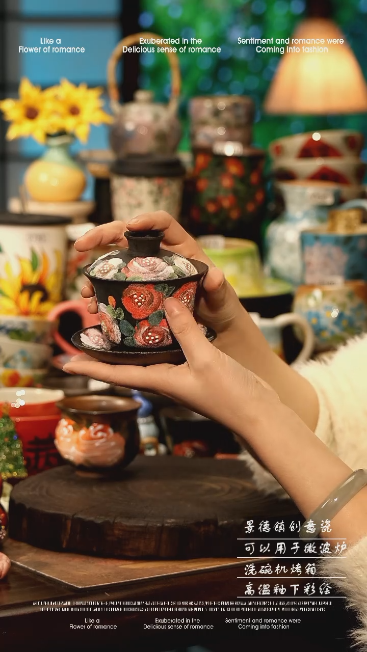 陶瓷景德镇高温釉下彩手工手绘款式