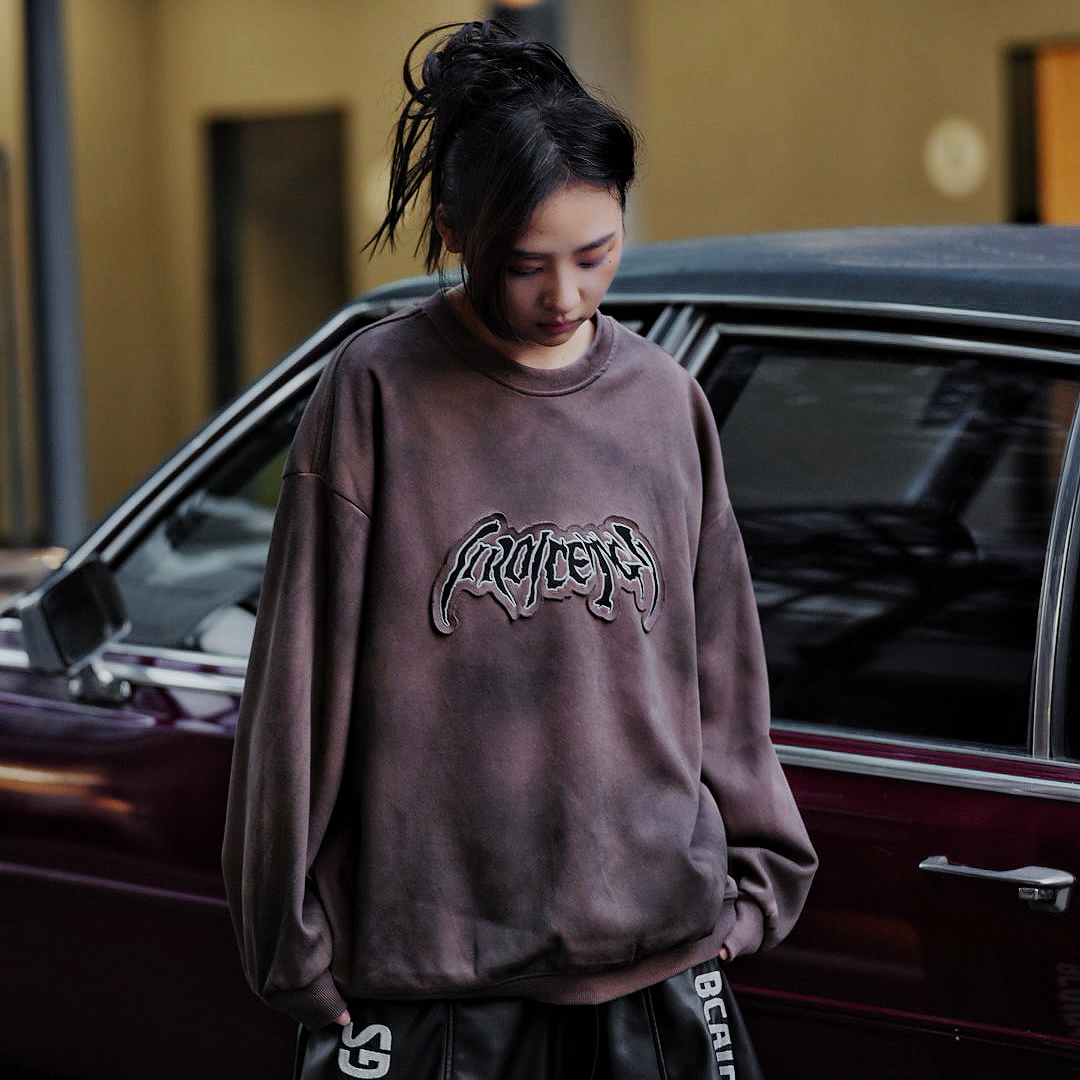 男女同款卫衣加厚不加绒手工涂鸦刷色泥染涂黑廓形