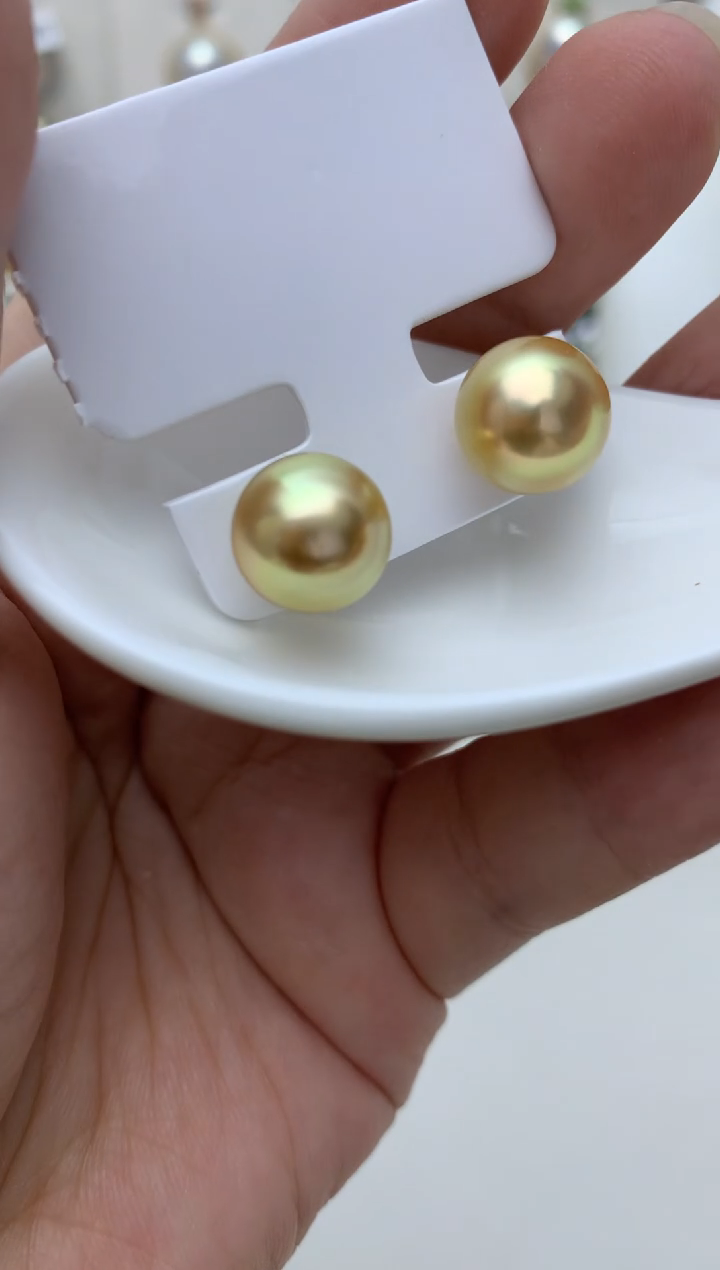 银S925镶嵌耳饰海水珍珠w35 