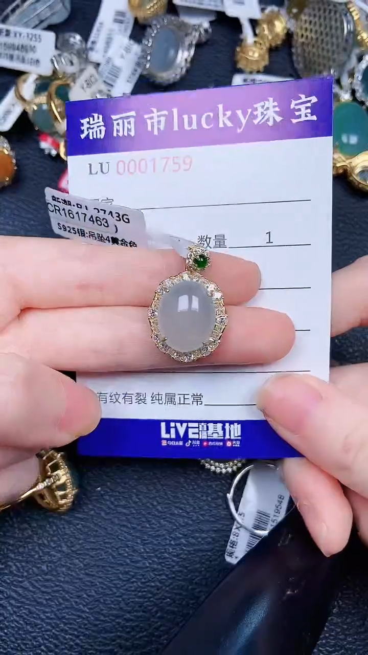 颈饰银S925镶嵌翡翠1759