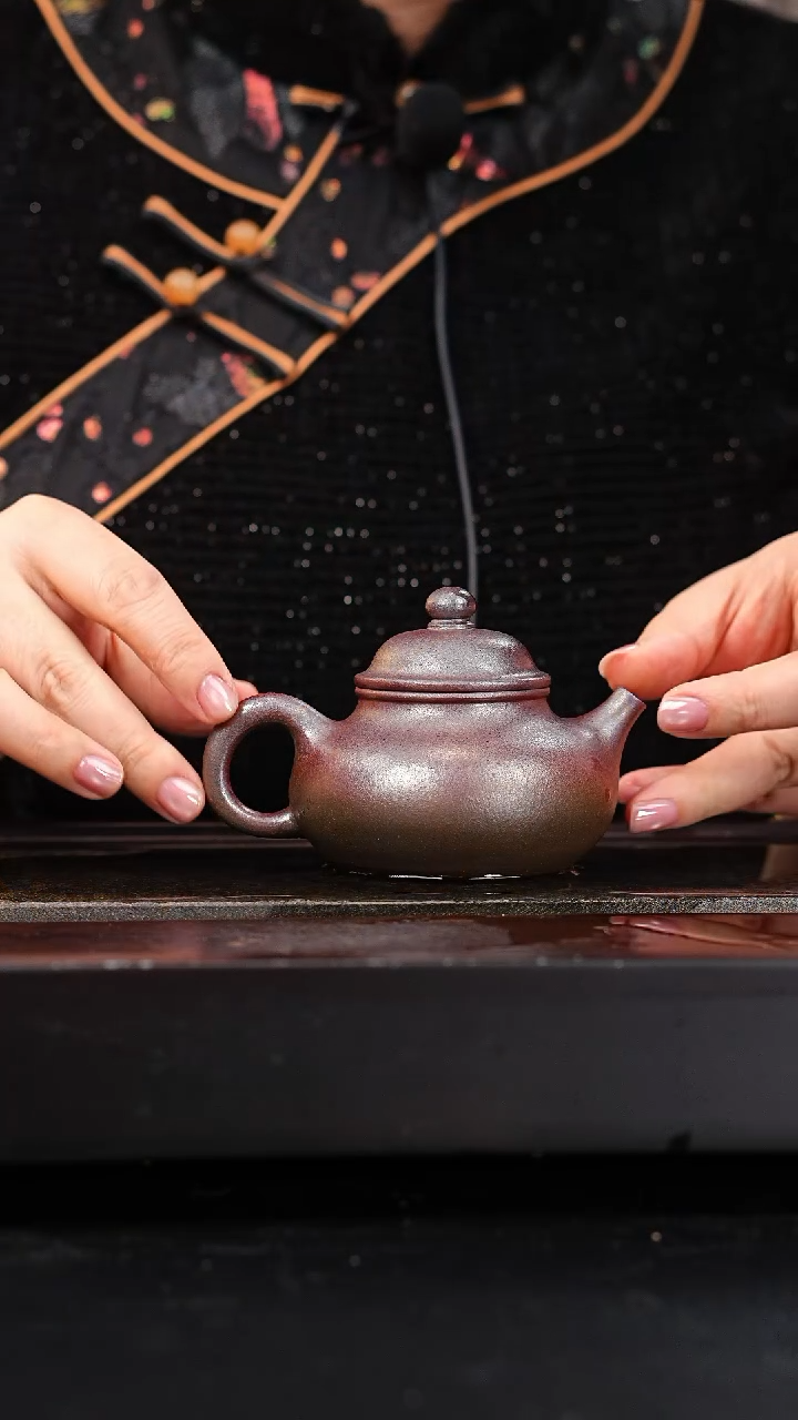 茶壶紫砂红皮龙柴烧容天150cc