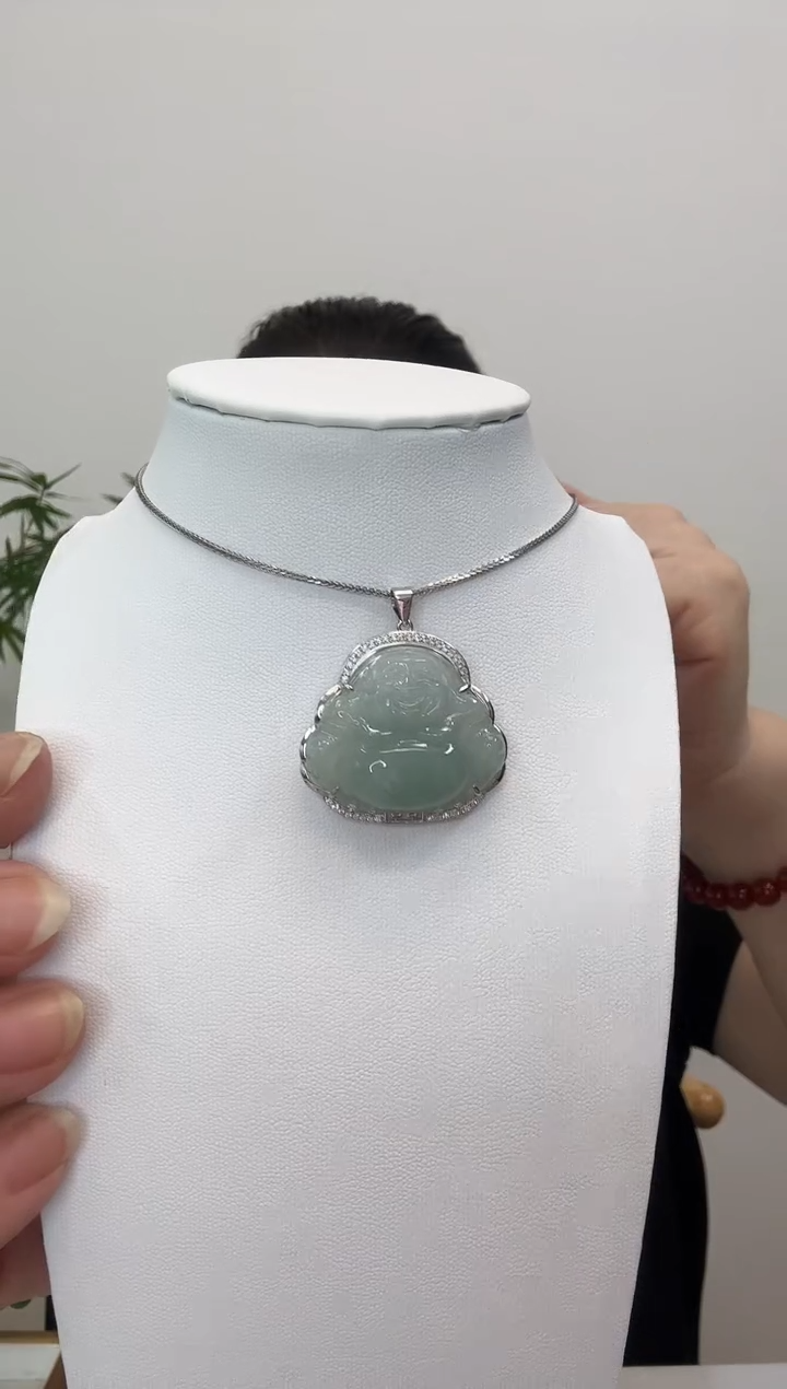 翡翠银S925镶嵌吊坠(赠链)佛公