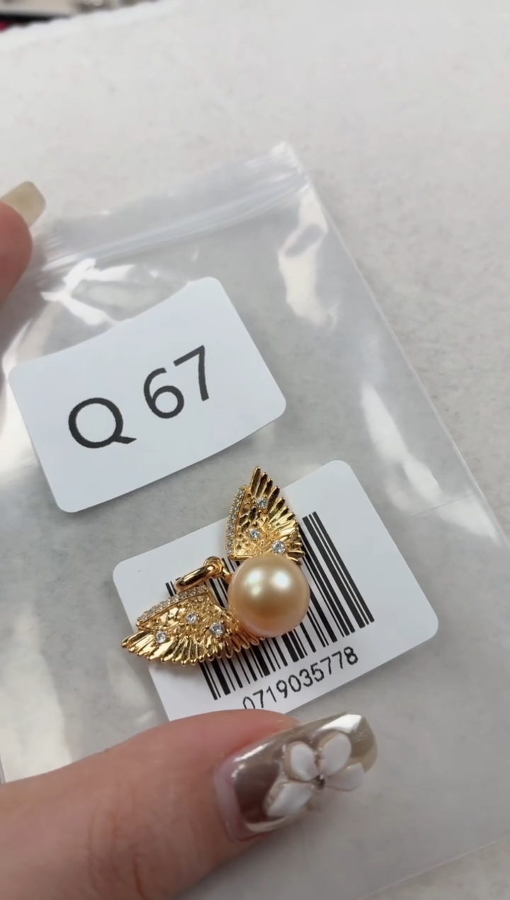 银S925镶嵌吊坠拼合珍珠（马贝珠）Q67