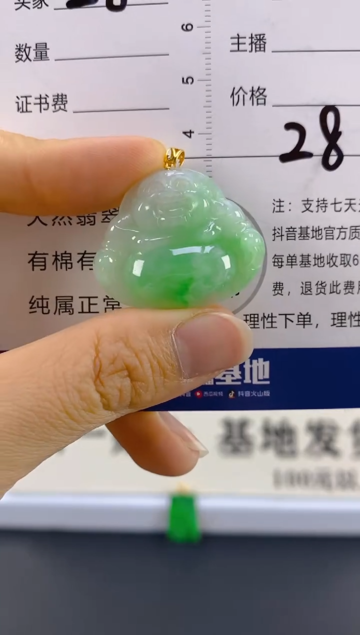 【闪购商品】翡翠颈饰18K金镶嵌天然A货翡翠