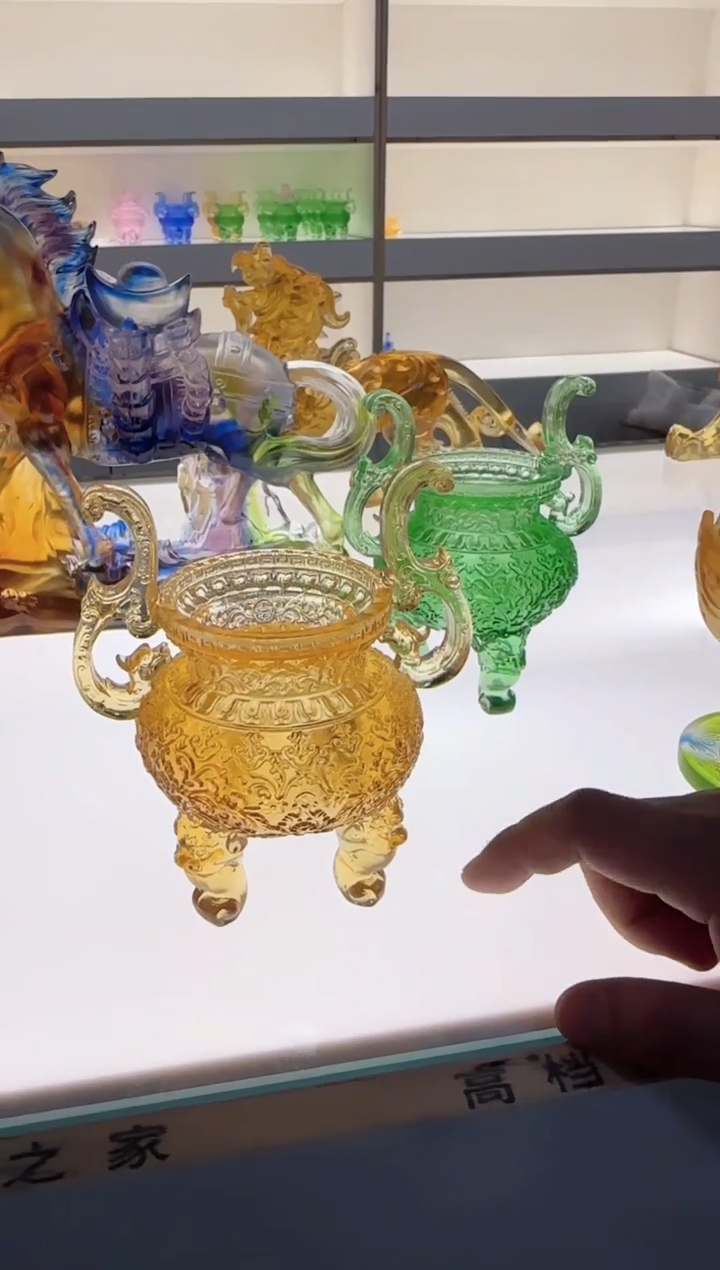 手工艺品琉璃金色小香炉