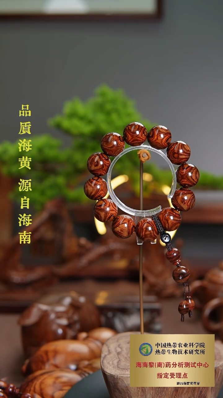 【闪购商品】黄花梨/降香黄檀手串/手链2.0CM海黄鬼脸鬼眼纹