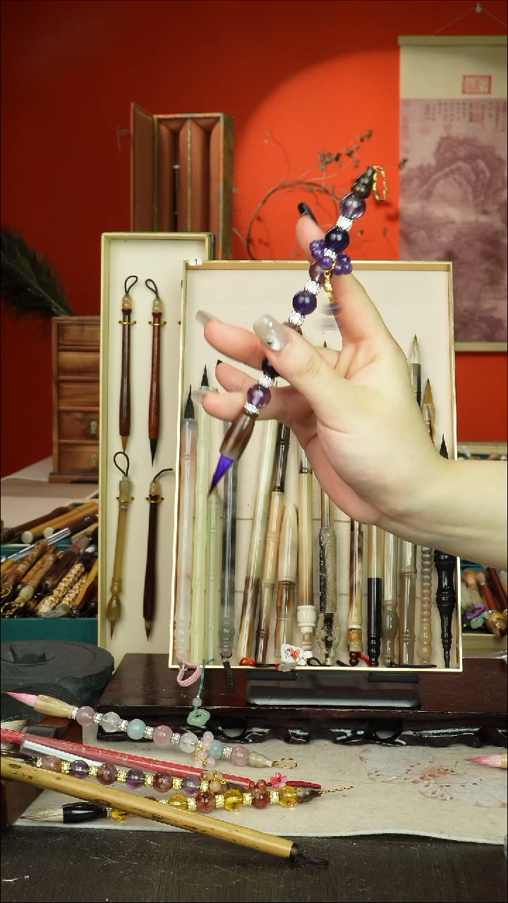 592号闪孤品高货毛笔链接 清水试笔 蘸墨不退