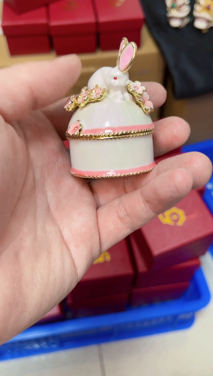 【闪购商品】瓷片年货节福福价格高质珐琅彩合金摆件首饰盒