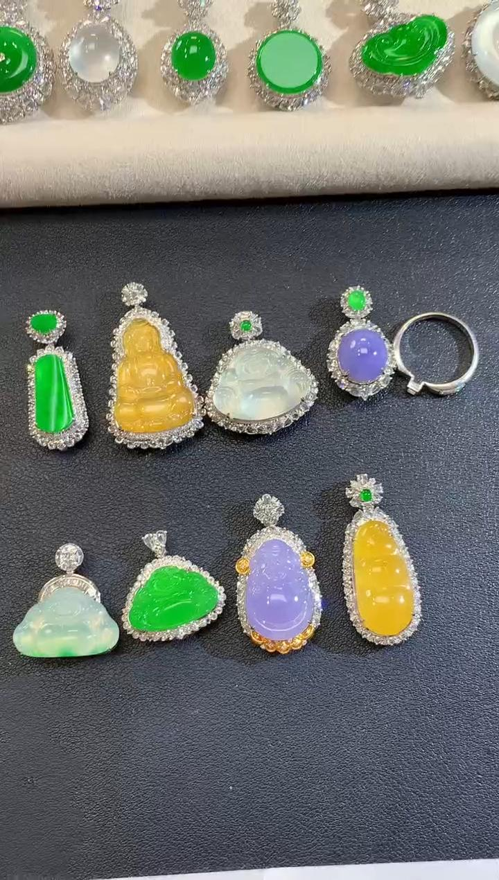 玥集珠宝 18K金 翡翠吊坠集合链接 多样性发货一件 