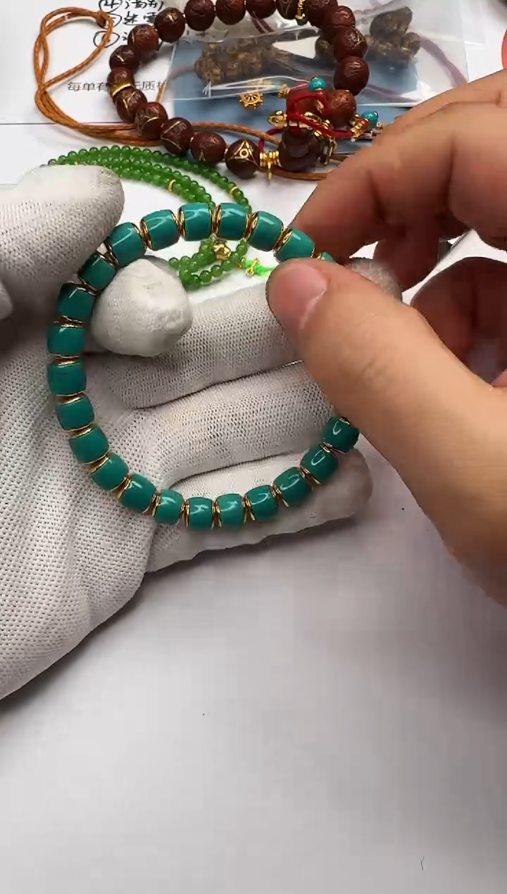 【闪购商品】绿松石手串18K金镶嵌绿松石 手串