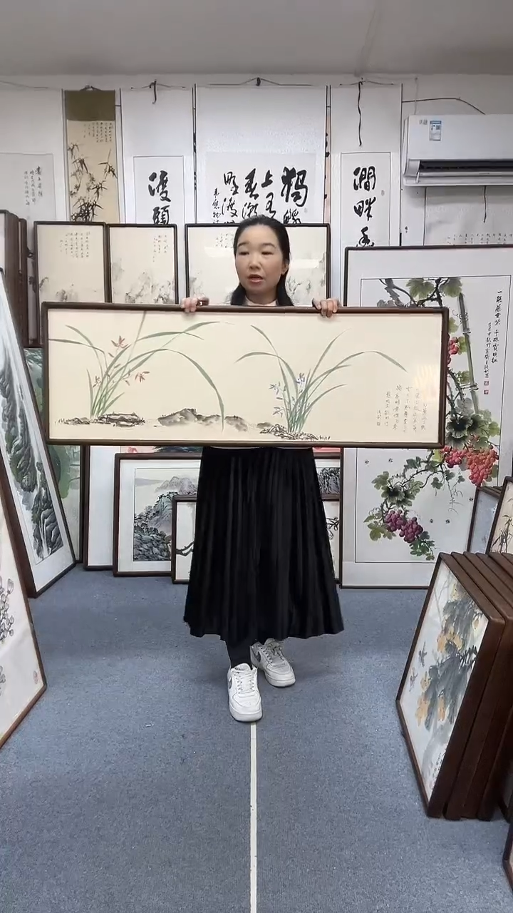 国画尺寸43*123实木画框京东包邮手绘
