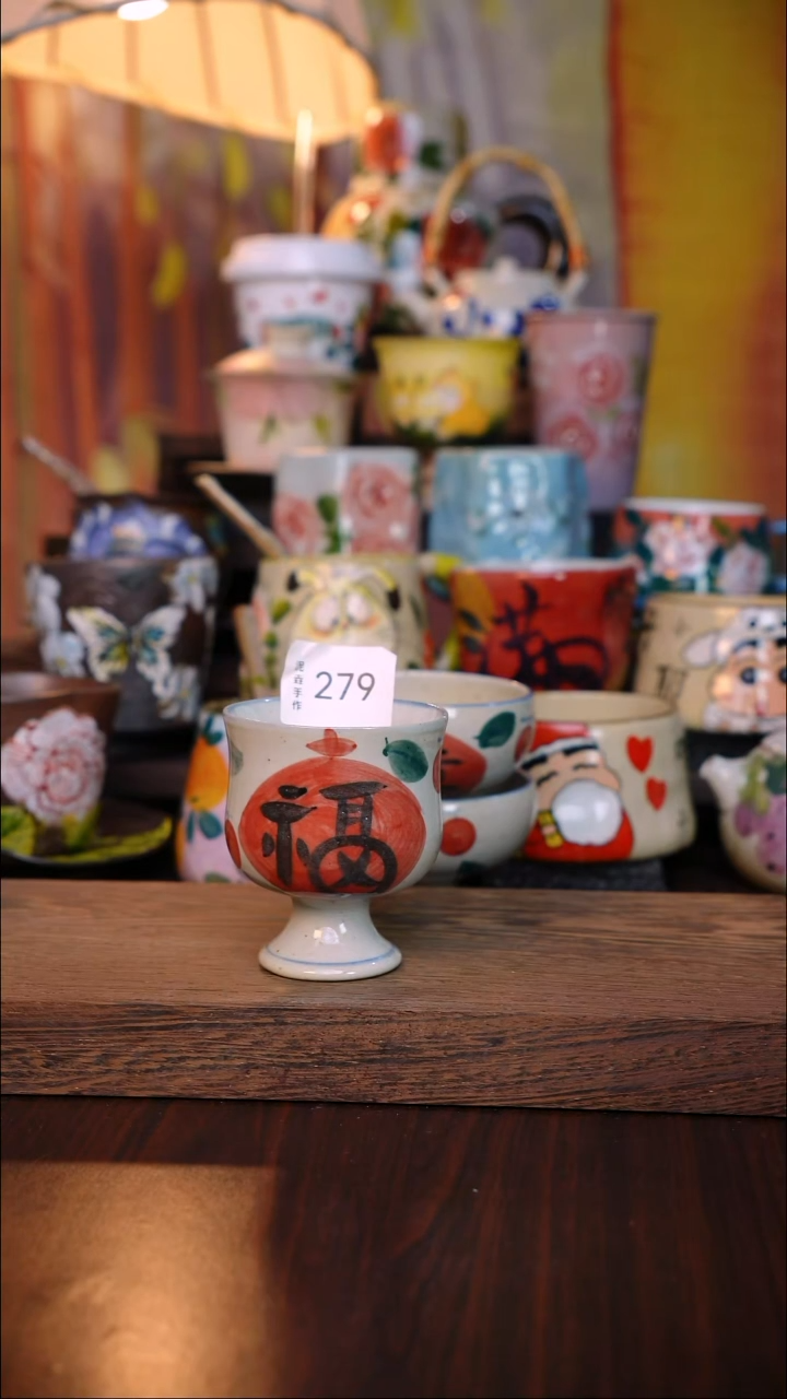 杯子陶泥垚手作 景德镇手工手绘陶瓷器物