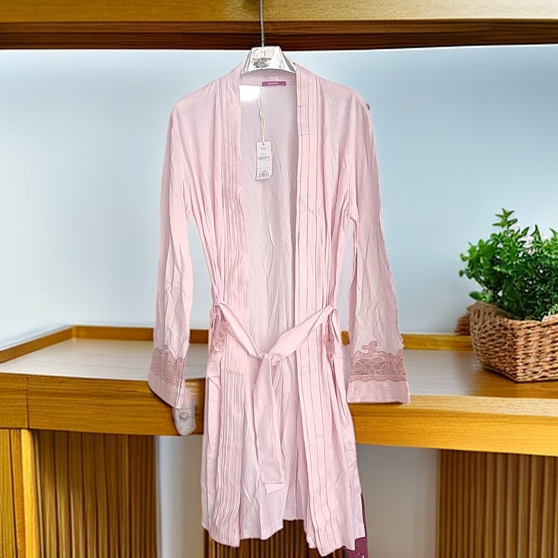 A/411353女士睡袍气质夏季法式收腰中长款韩版长袖显瘦
