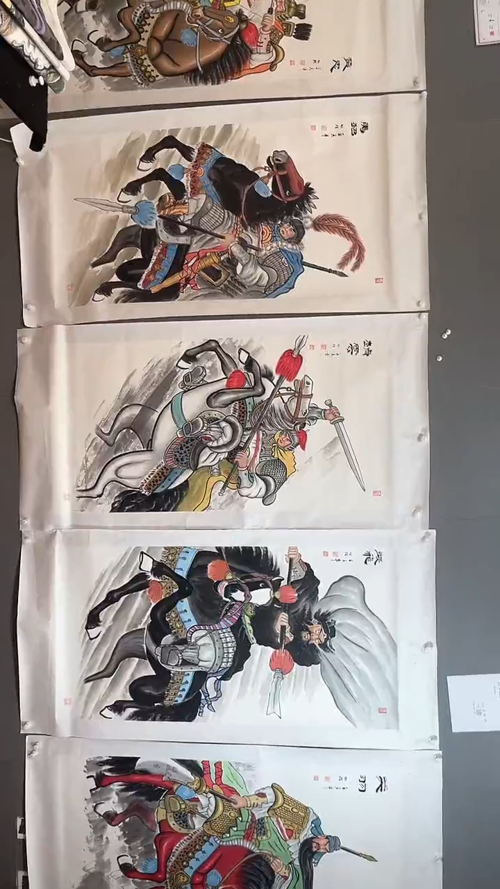 【闪购商品】国画五虎上将一起五图五盒，装裱，雷