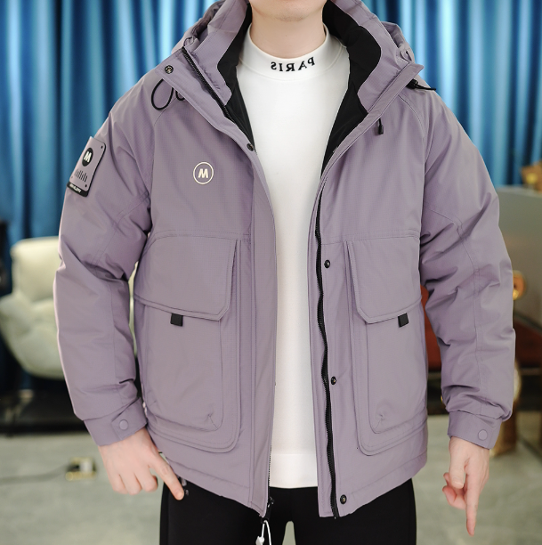 2025冬男士连帽滑雪防寒保暖服冬季时尚短款加厚