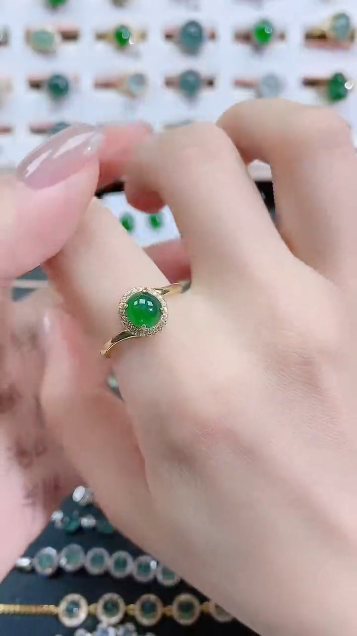 银S925镶嵌戒指翡翠天然翡翠