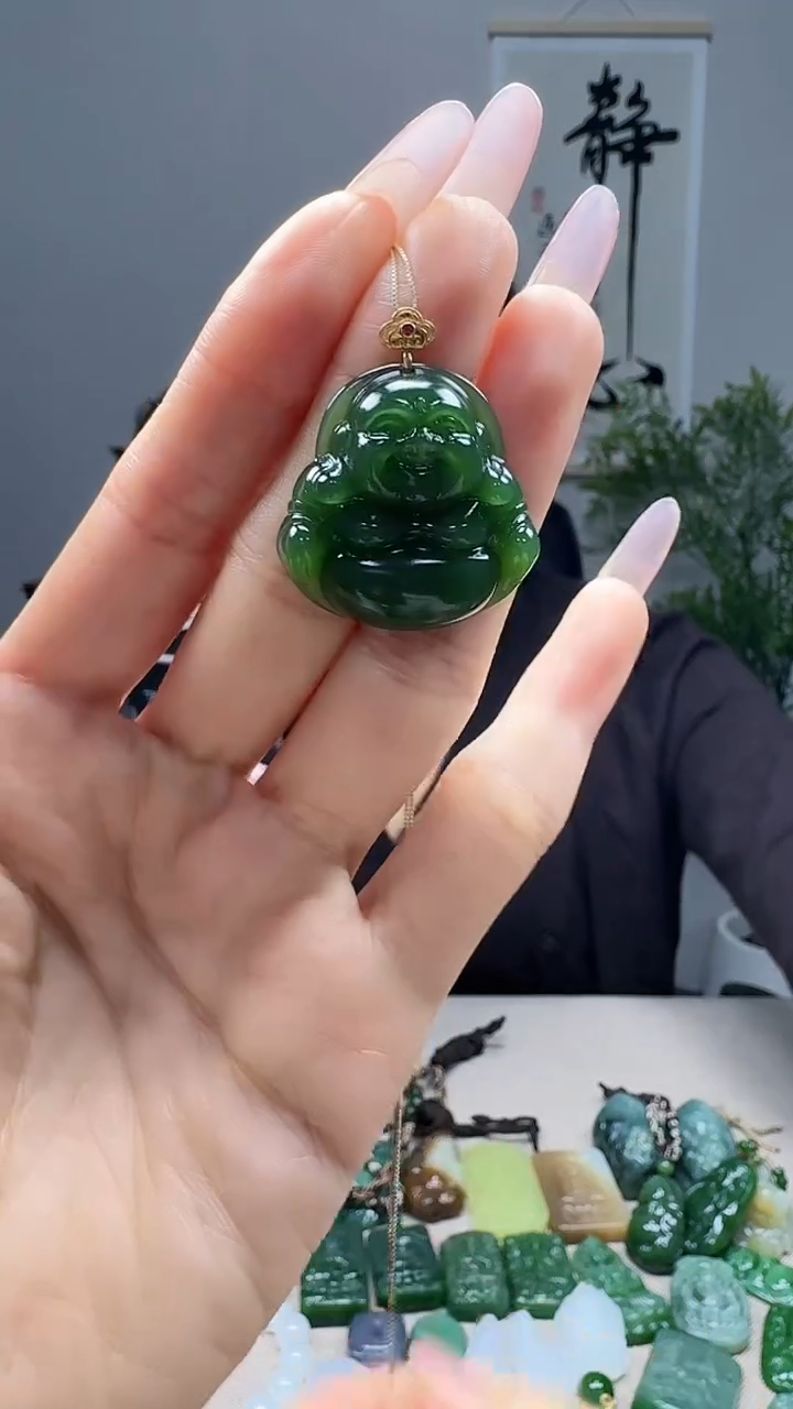 吊坠(不含链)18K金镶嵌和田玉1