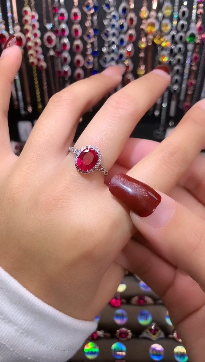 【闪购商品】红宝石戒指银S925镶嵌7.9银