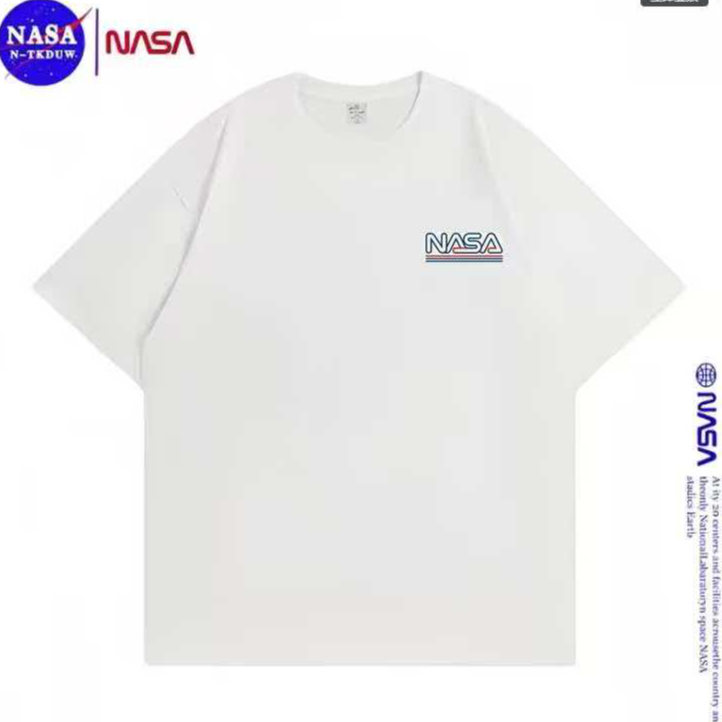 NASA联名纯棉夏季圆领短袖T恤微宽松时尚男女同款休闲百搭
