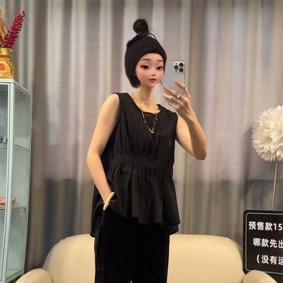 【文乐乐】夏季新款韩版洋气减龄时尚休闲潮流百搭砍袖背心9062