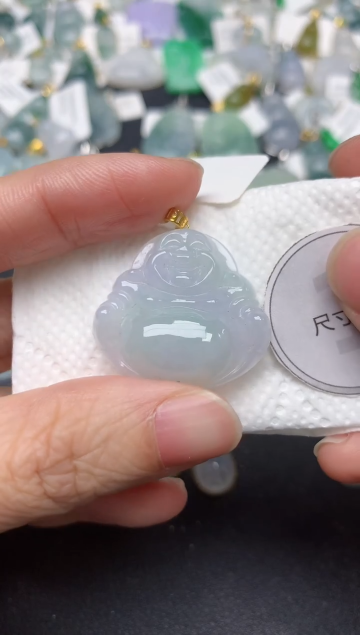 颈饰18K金镶嵌翡翠天然缅甸A货翡翠