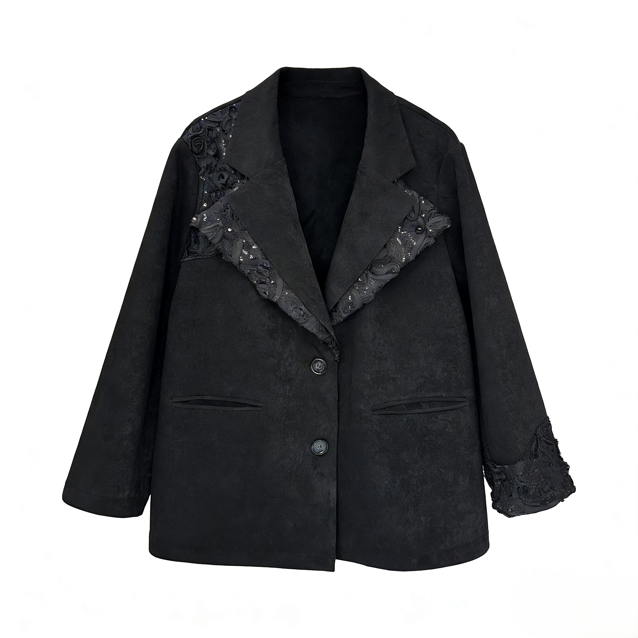 【055】【加绒加厚】镂空包袖宽松型复古西装外套轻奢百搭设计师冬季