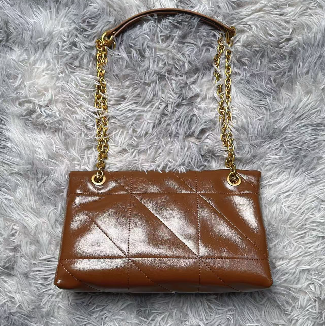 手工时尚百搭折叠女包棕色  0070