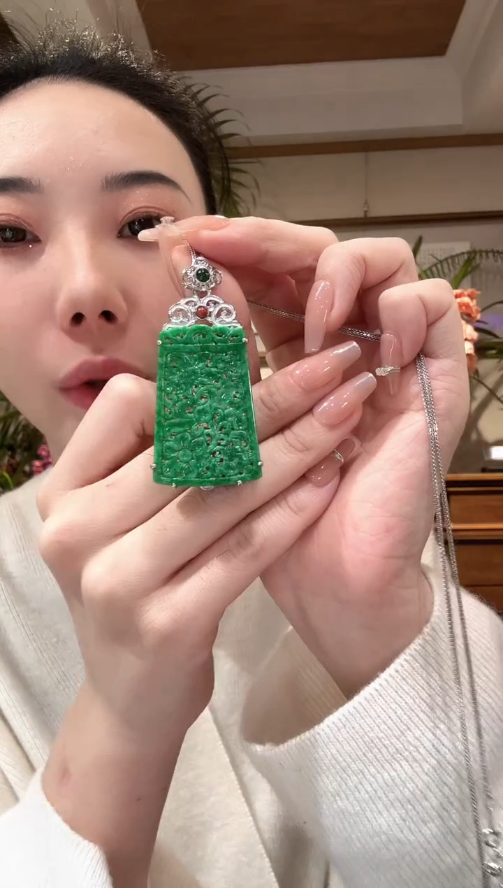 【闪购商品】翡翠颈饰银S925镶嵌国风