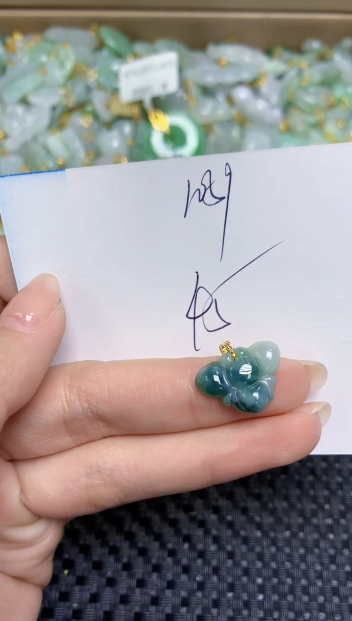 【闪购商品】翡翠颈饰18K金镶嵌天然缅甸A货翡翠