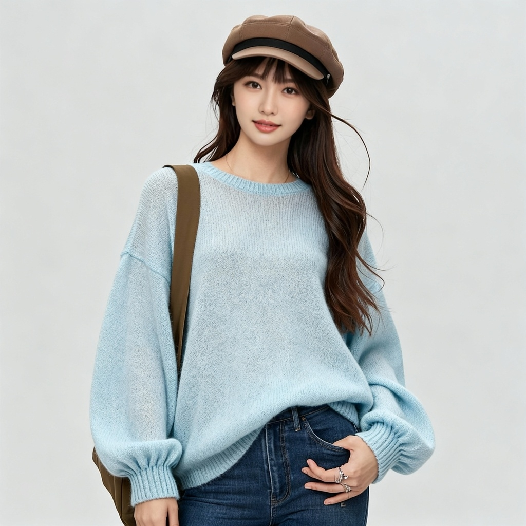 290-8360 圆领女针织纯色针织衫坎肩上衣女装外搭简约