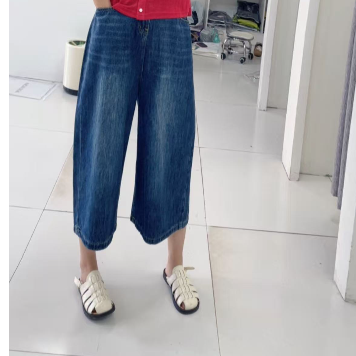 欧版L75休闲软面料牛仔七分裤-6851牛仔裤裤子阔腿裤