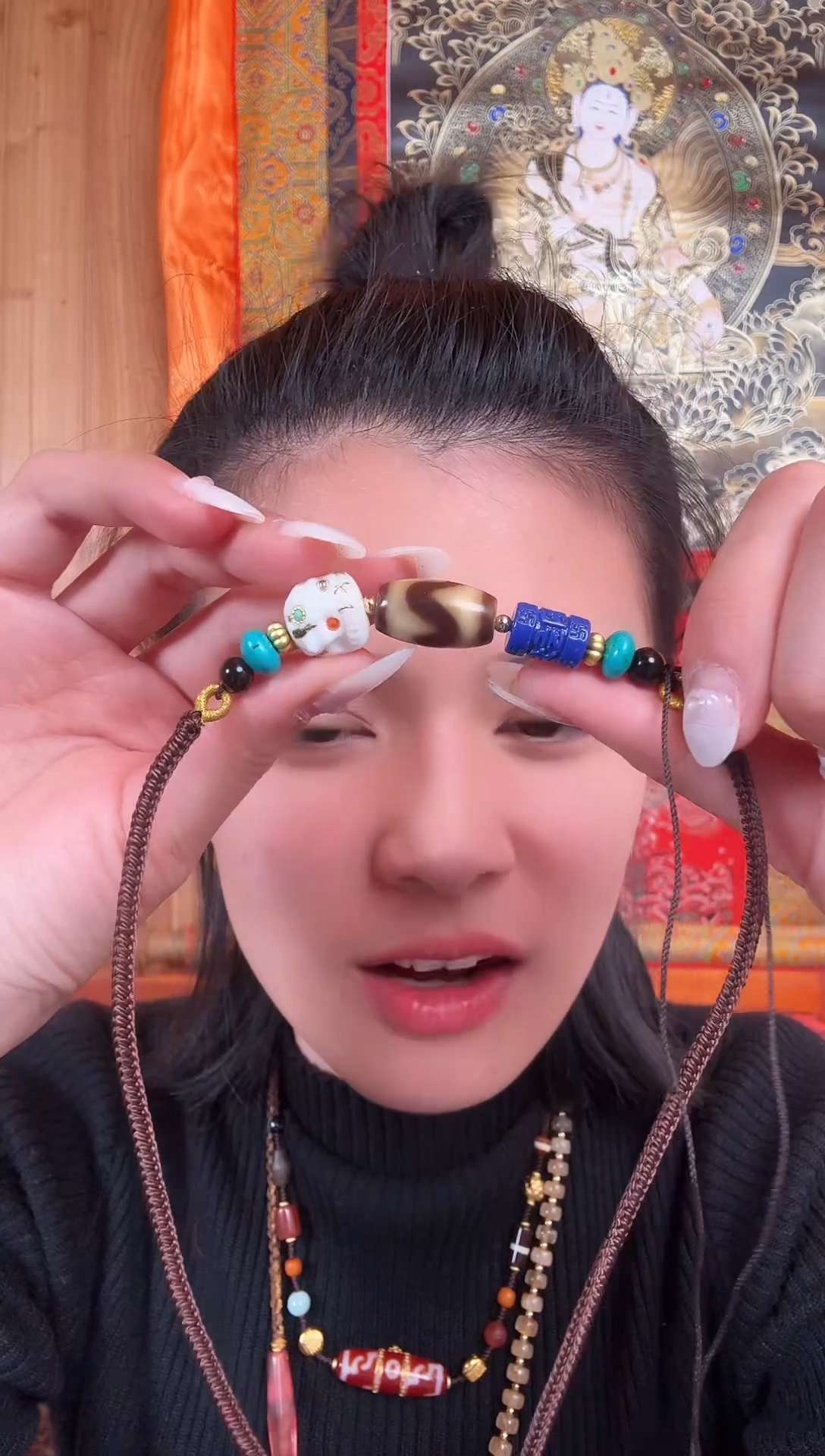 铁合金花岗石蓝*藏式风格珠串