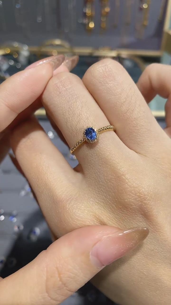 【闪购商品】蓝宝石戒指18K金镶嵌戒指