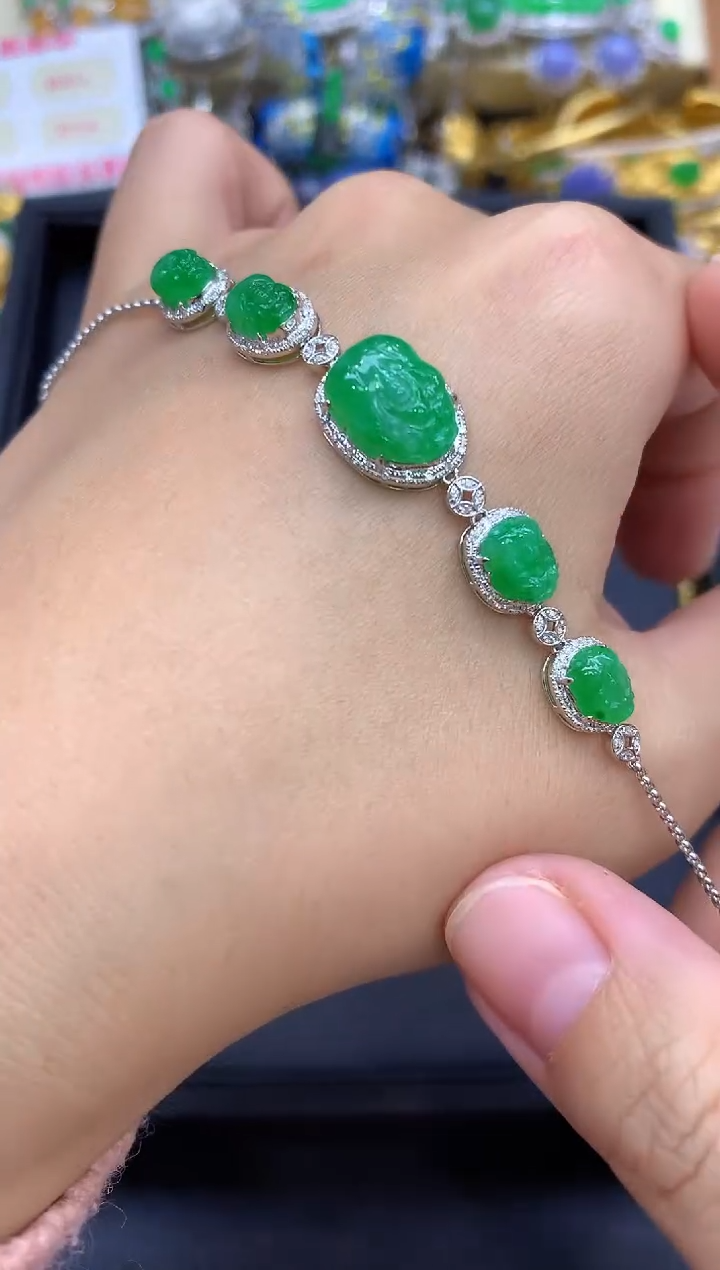 18K金镶嵌手链翡翠746-中国好珍宝