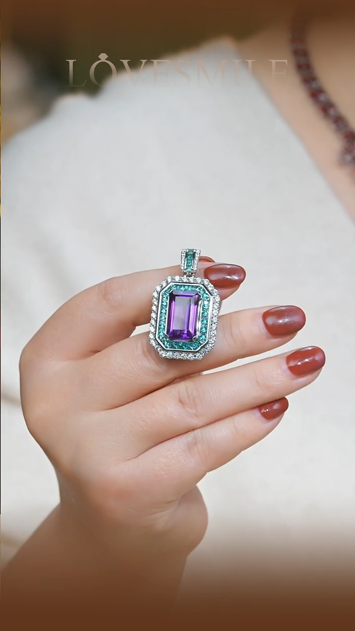 吊坠(不含链)银S925镶嵌紫晶034  孤品不退不换