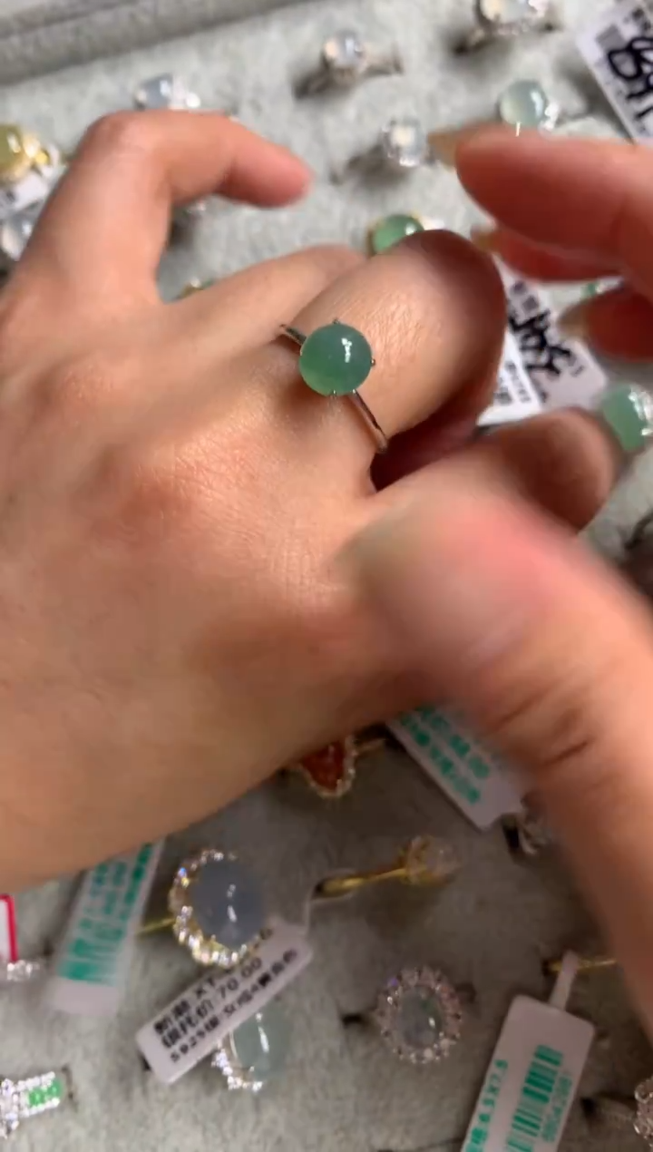 银S925镶嵌戒指翡翠5