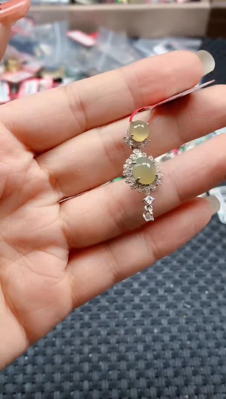 银S925镶嵌戒指翡翠天然A货缅甸翡翠