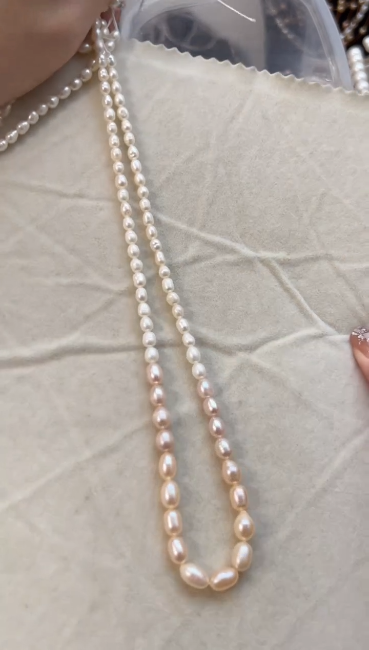 未镶嵌淡水珍珠福利强光*珍珠项链（渐变塔链）