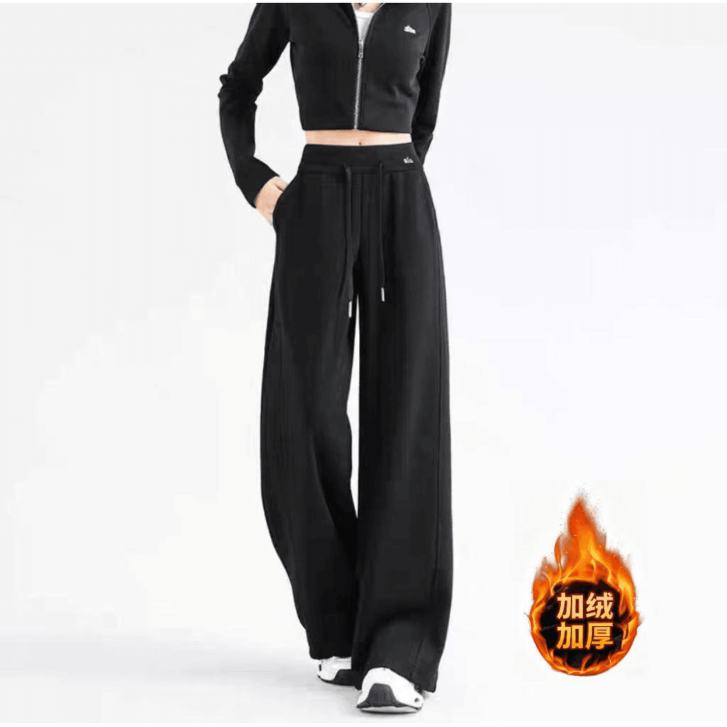 【运费补贴】秋冬加绒奥粒绒显瘦卫裤高腰阔腿裤女宽松直筒休闲裤子