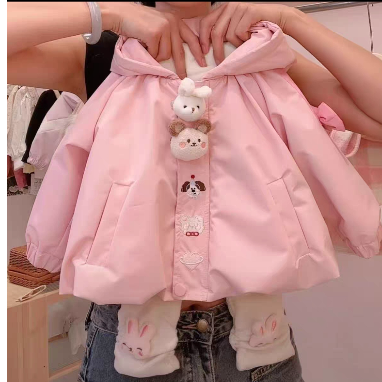 女童2025年冬款加绒加厚棉服外套