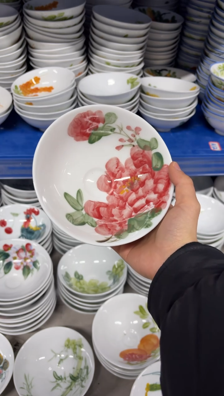 景德镇高温陶瓷食品级手绘釉中彩-斗笠碗