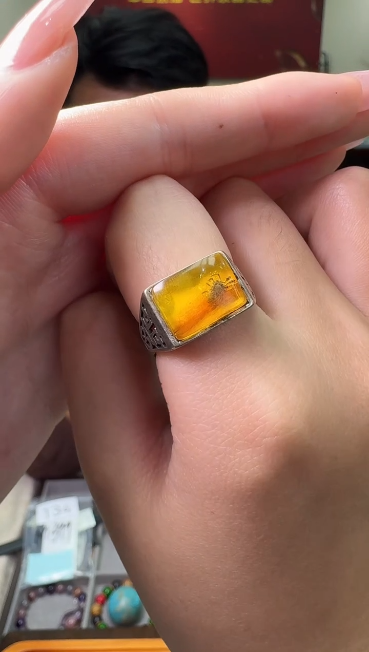 【闪购商品】琥珀戒指银S925镶嵌多样性发一件 076