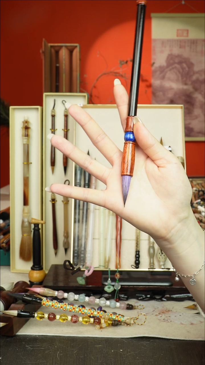 42号闪孤品高货毛笔链接 清水试笔 蘸墨不退