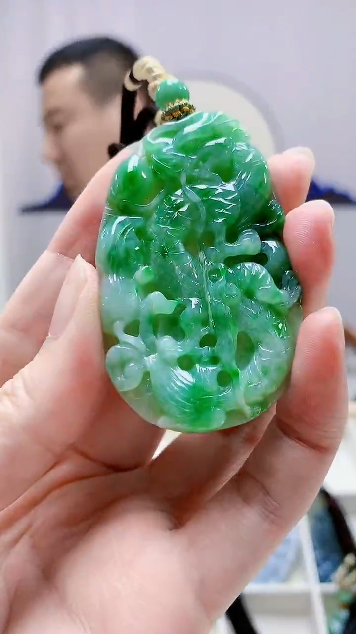 未镶嵌定制翡翠4898zm-毛货挂件97龙牌